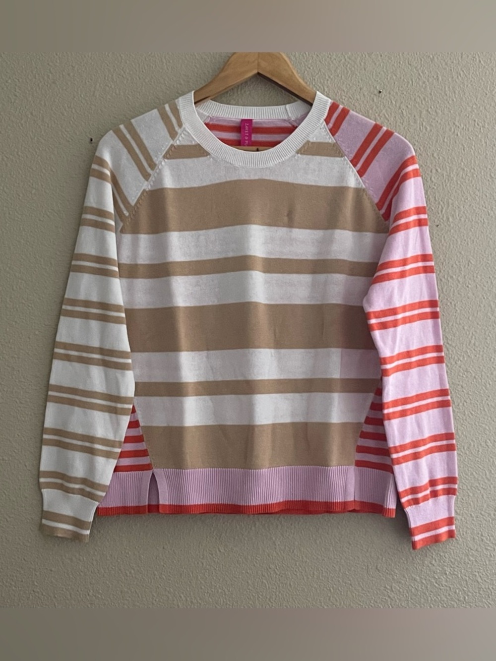 Zaket & Plover Pastels Cotton Crazy Stripe Lightweight Sweater - Picture 2 of 13
